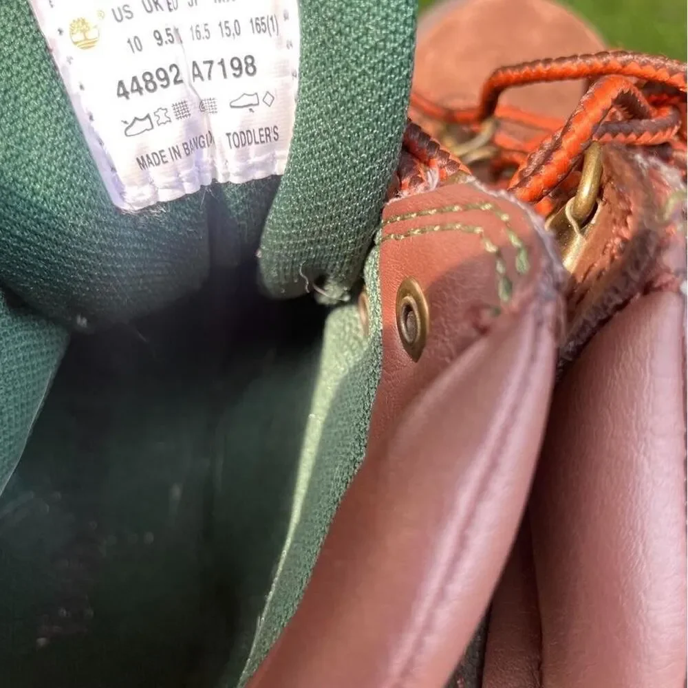 Timberland  Youth 10 Feild Boots Brown Green/ Olive Waterproof Boots